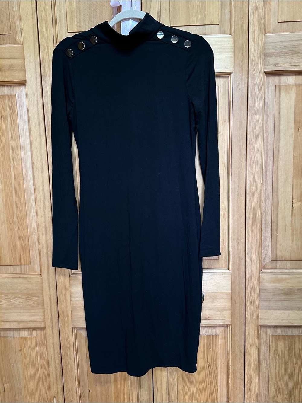 White House Black Market Mock Neck Bodycon Dress Black XS NWT #156
